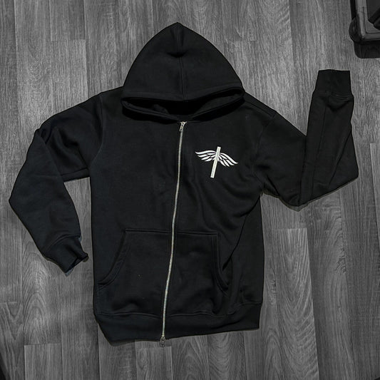 Black “Set Apart” Zip Through Hoodie