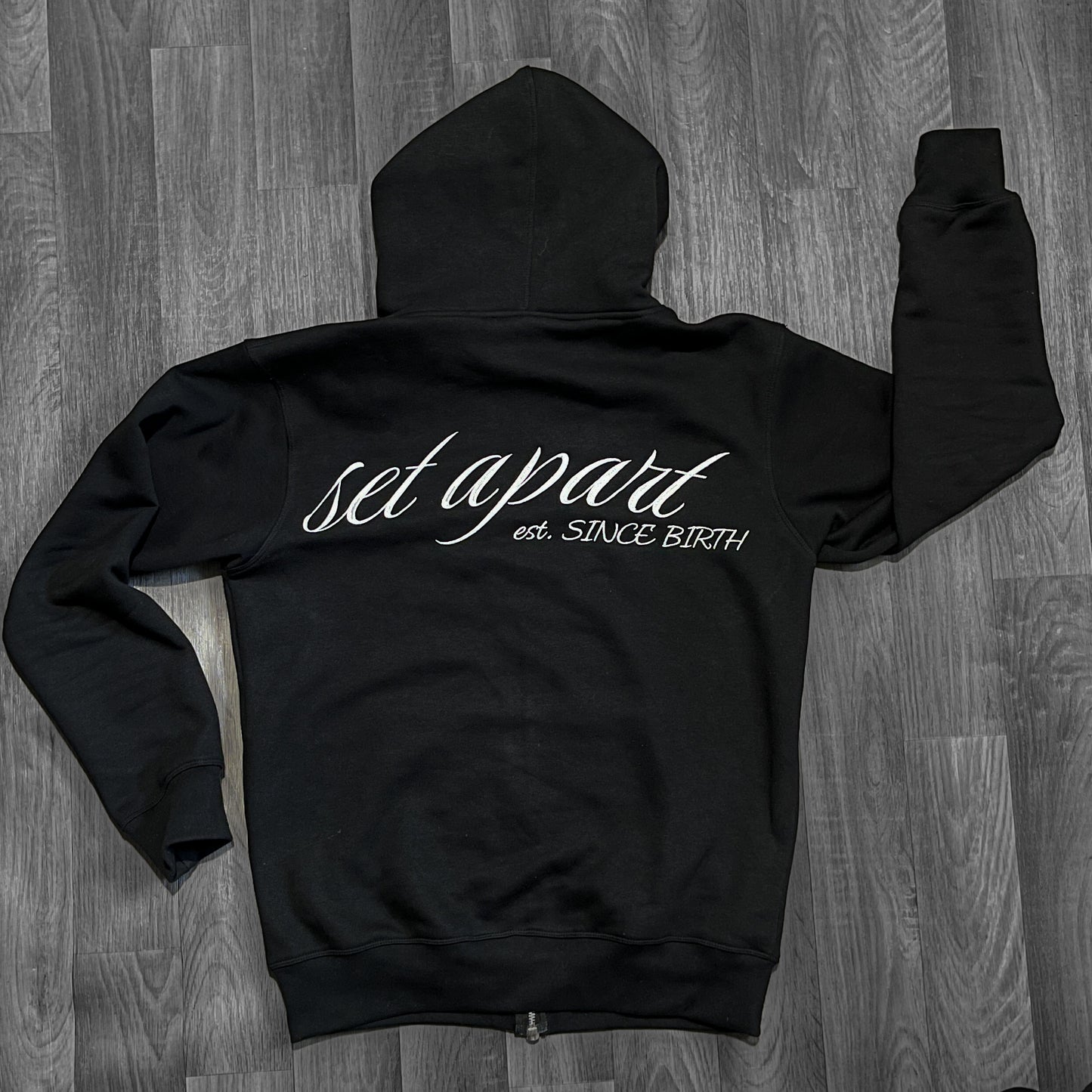 Black “Set Apart” Zip Through Hoodie